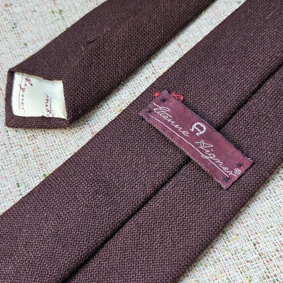 Vintage Etienne Aigner Men Ties Dark Brown Clasic Necktie - Picture 10 of 10